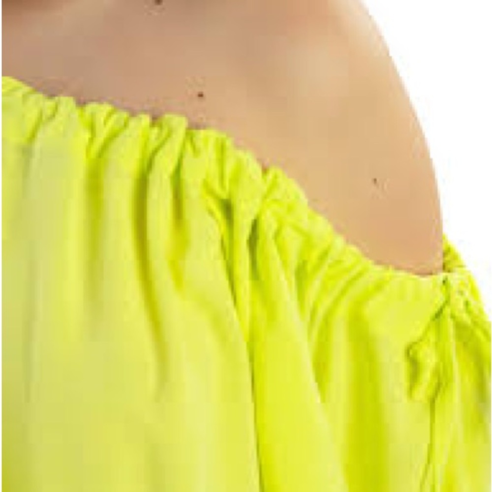 Yahada Neon Yellow Off-Shoulder Blouse